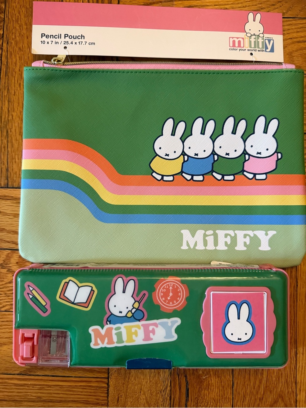 miffy Green Rainbow Bunny Pencil Case & Tin Set